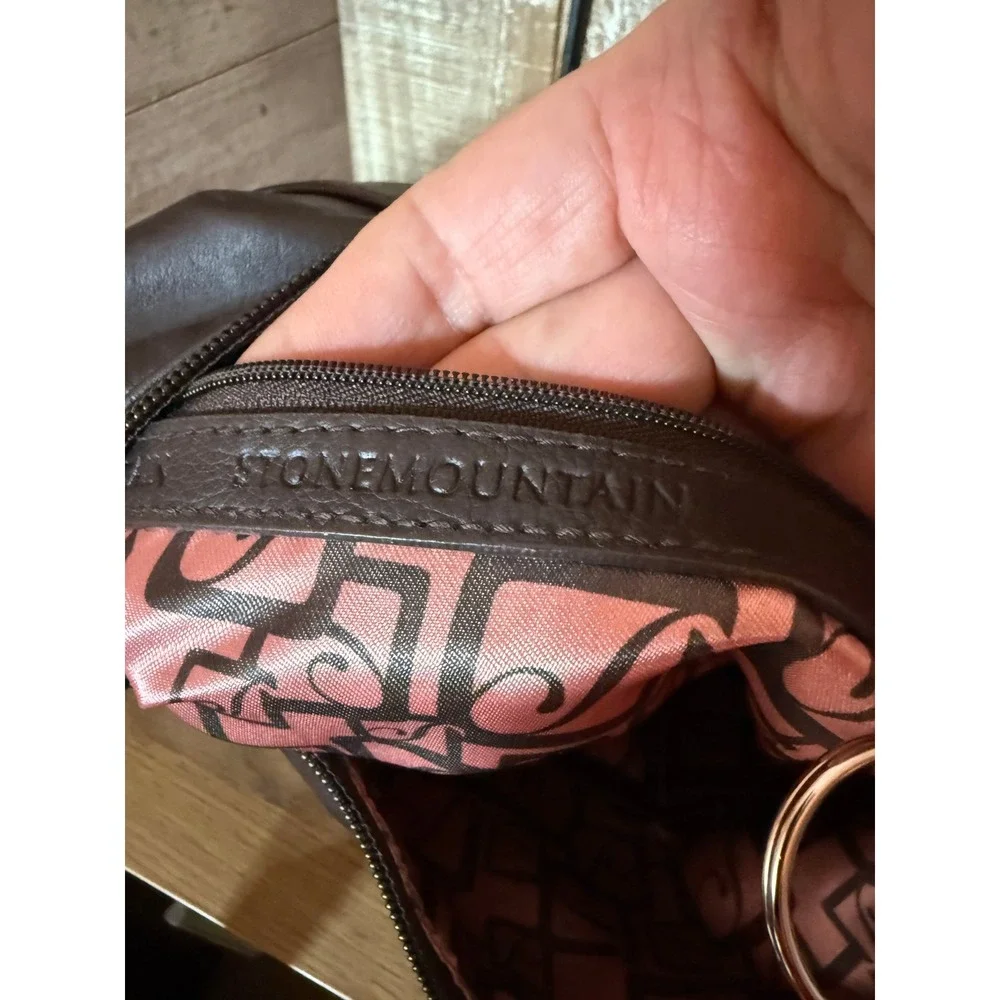 Stone Mountain Brown Leather Shoulder Bag Crossbody Hobo Organizer Multi Pocket